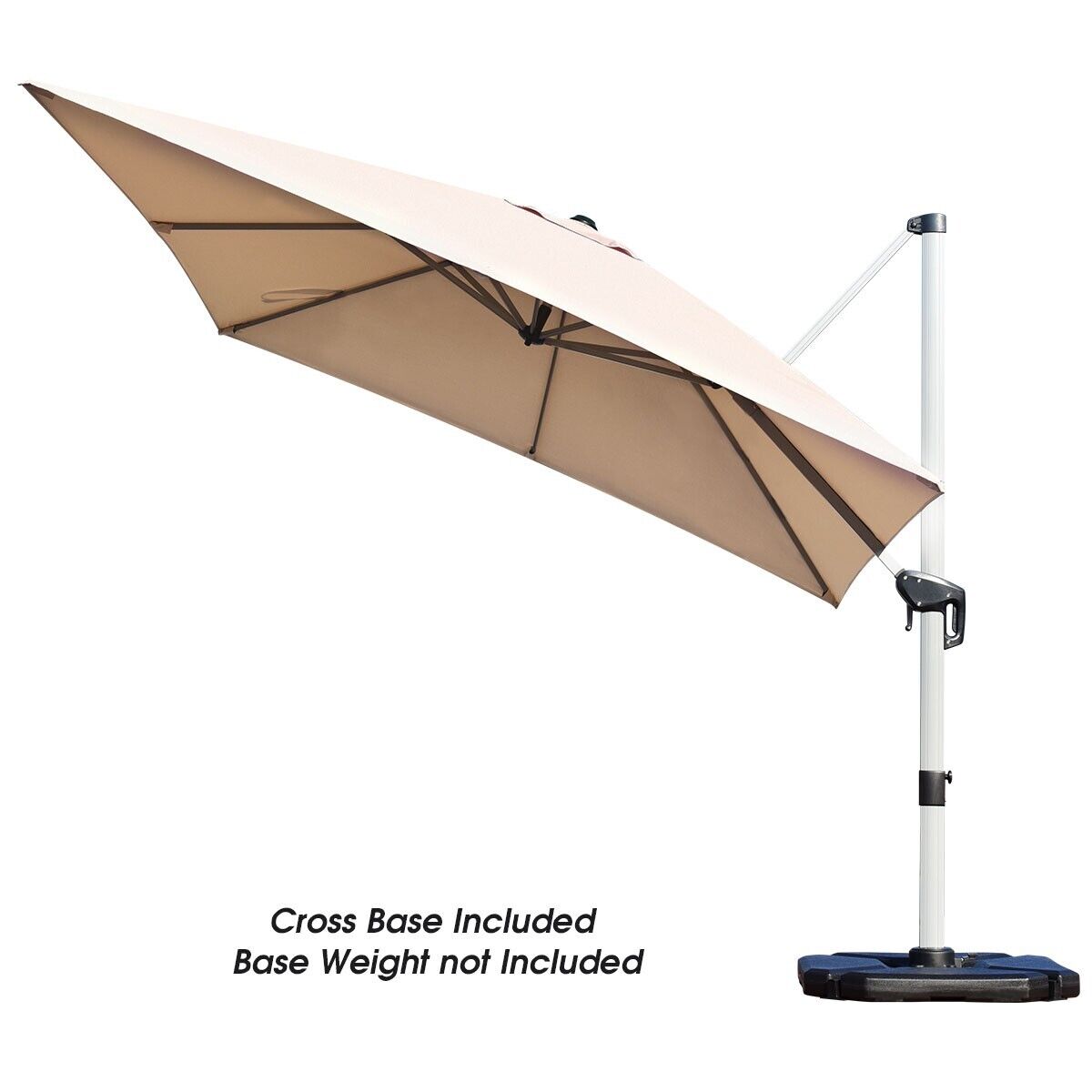 3m parasol ogrodowy z wysięgnikiem z pochyloną konstrukcją i obrotem 360° - beżowy