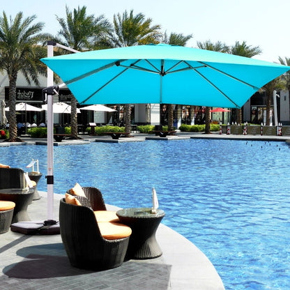 3m Cantilever Garden Parasol with Tilted Design and 360° Rotation-Turquoise