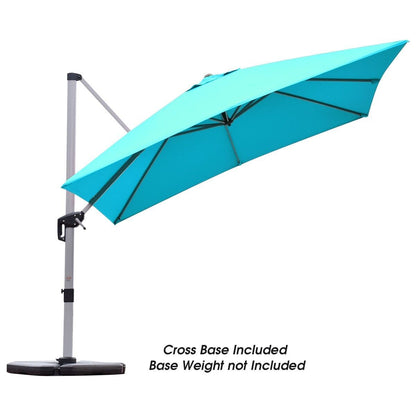 3m Cantilever Garden Parasol with Tilted Design and 360° Rotation-Turquoise