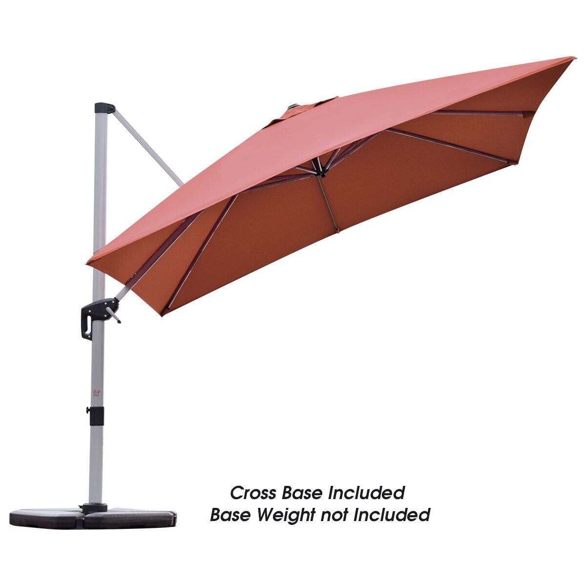 3m parasol ogrodowy z wysięgnikiem z pochyloną konstrukcją i obrotem 360° - bordowy