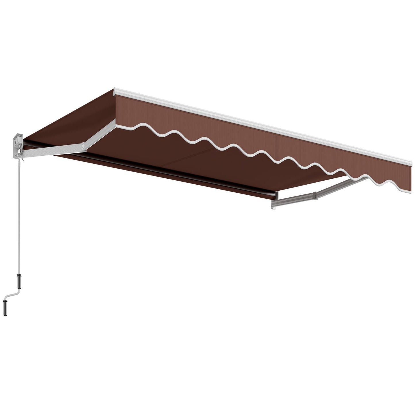 10 x 8 Feet Aluminum Retractable Awning with Crank Handle and Water-Resistant Polyester-Coffee