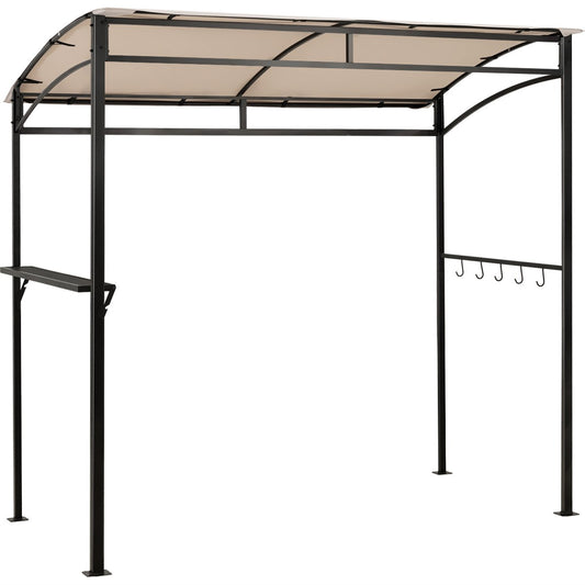 7 Feet Grill Gazebo with Serving Shelf and Storage Hooks-Beige