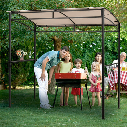 7 Feet Grill Gazebo with Serving Shelf and Storage Hooks-Beige