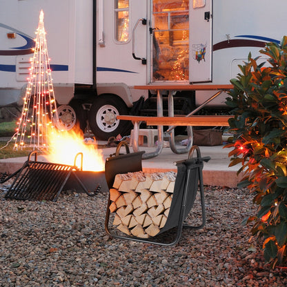 46 x 43 x 52cm Fireplace Log Holder with Canvas Tote Carrier