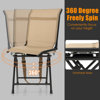 360° Swivel Hunting Blind Chair with Sturdy Metal Frame Support up to 330 lbs-Coffee