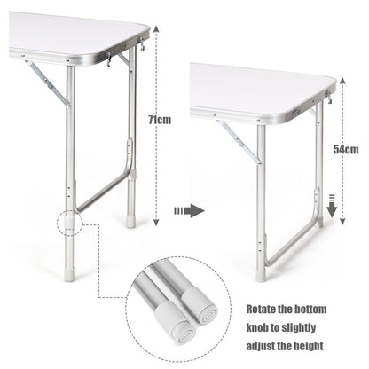 Folding Camping Table with Storage Cabinet and Adjustable Height-Grey