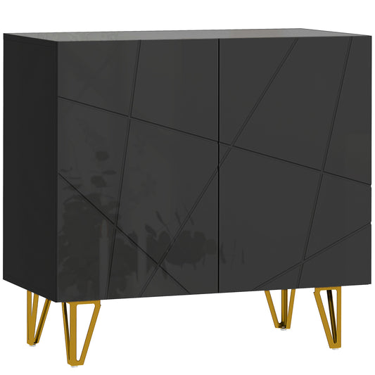 Komoda HOMCOM Modern Luxe High Gloss z nogami w kształcie szpilek - czarna