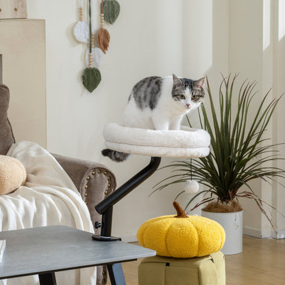 PawHut Cat Desk Bed, Cat Hammock 360Â° Rotatable Adjustable for Window, Table, Work, Cream White