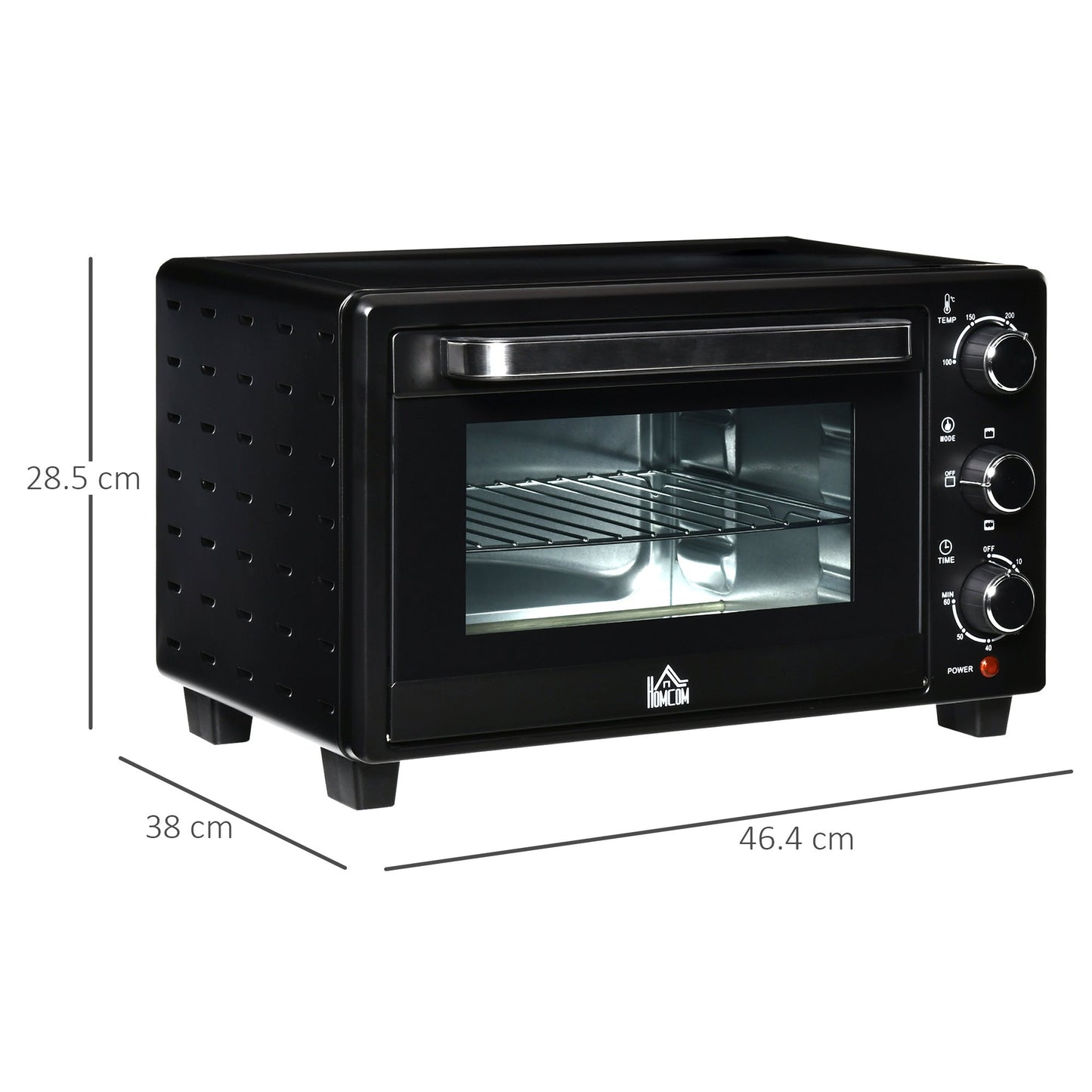 1400W Mini Oven, 21L Countertop Electric Grill, Toaster Oven with Adjustable Temperature, Timer, Baking Tray and Wire Rack,