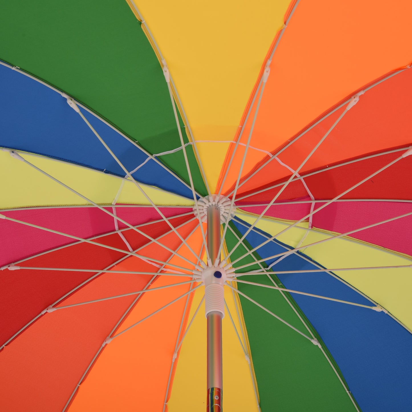 Outsunny Arc. 2,4 m Parasol plażowy z kotwicą piaskową, zewnętrzny parasol przeciwsłoneczny z ochroną UV, regulowany kąt nachylenia, torba transportowa, wielokolorowy