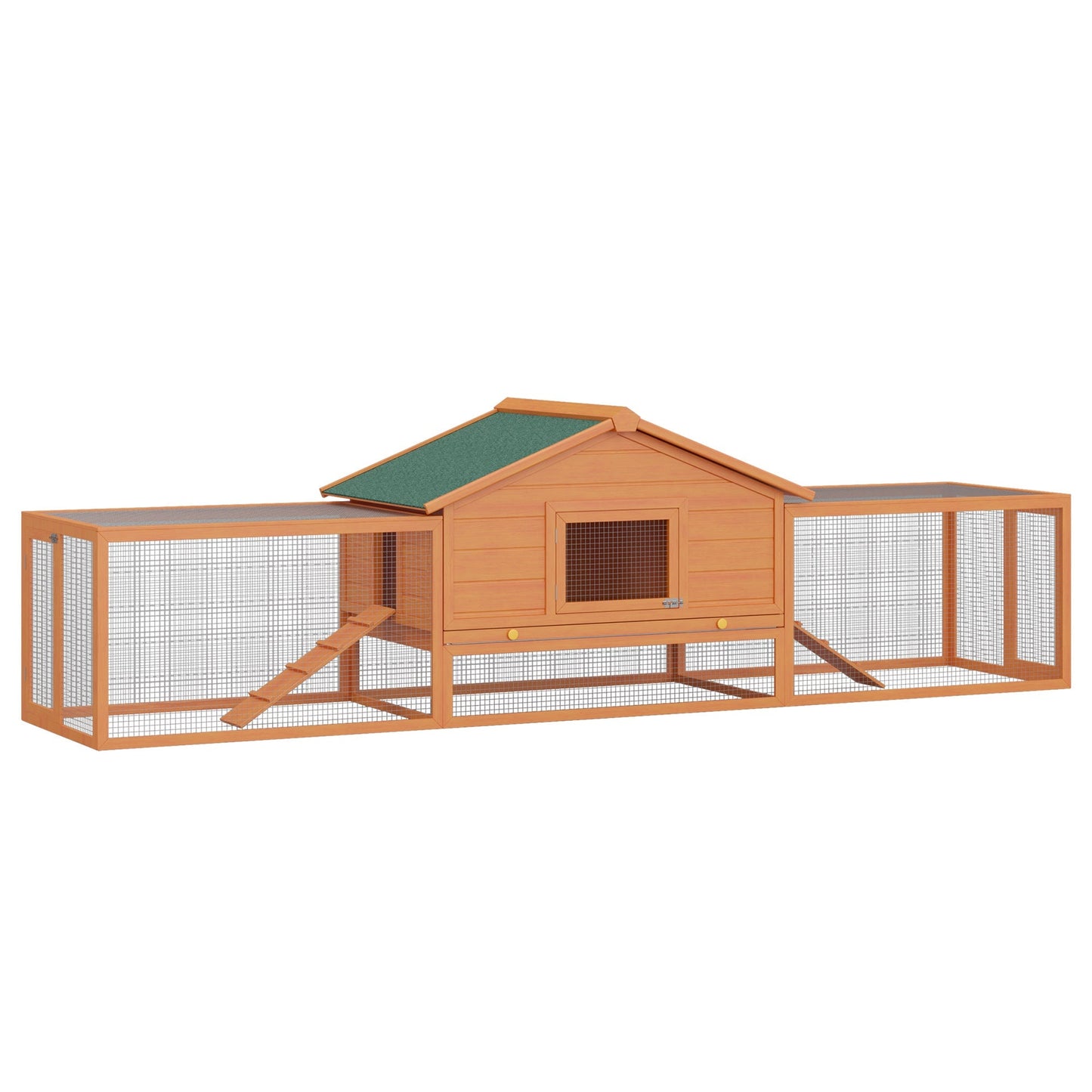 PawHut Wooden Rabbit Hutch and Run Large Guinea Pig Hutch Outdoor Pet Habitat House Bunny Ferret Cage 309 x 79 x 86 cm