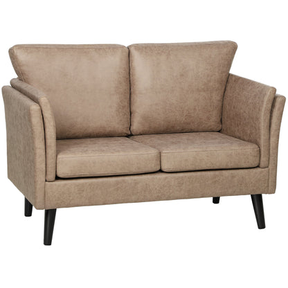 HOMCOM Two-Seater Leathaire Sofa - Light Brown
