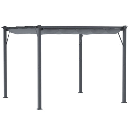 Altana aluminiowa Outsunny 3 x 3 m z rozsuwanym dachem - szara
