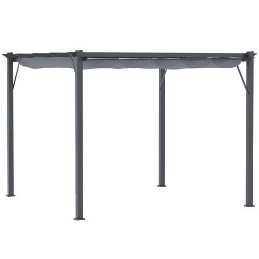 Altana aluminiowa Outsunny 3 x 3 m z rozsuwanym dachem - szara