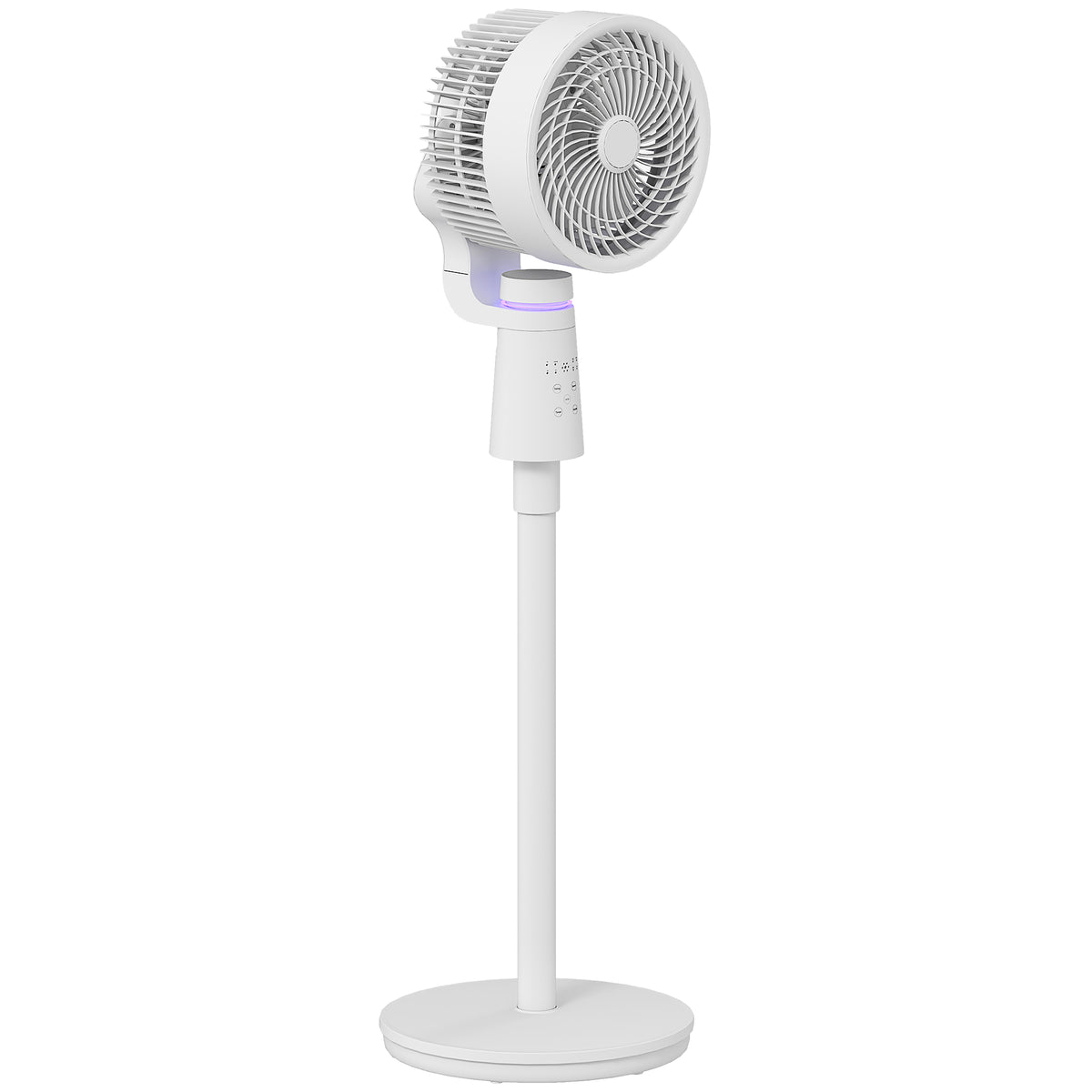 HOMCOM Pedestal Air Circulation Fan with Oscillating, Light Off, White