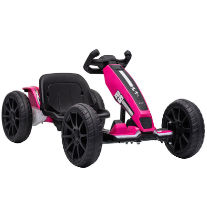 AIYAPLAY 12V Electric Go Kart for Kids with Dual Motors, Adjustable Seat, Soft Start, LED Lights, EVA Wheels, for Age 3-6, Pink