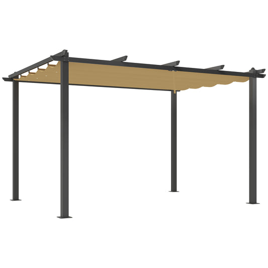 Outsunny 3 x 4m aluminiowa pergola z rozsuwanym dachem - khaki
