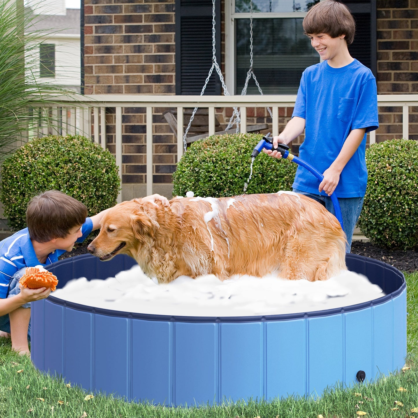 Pawhut Φ140 x 30H cm Pet Swimming Pool-Blue