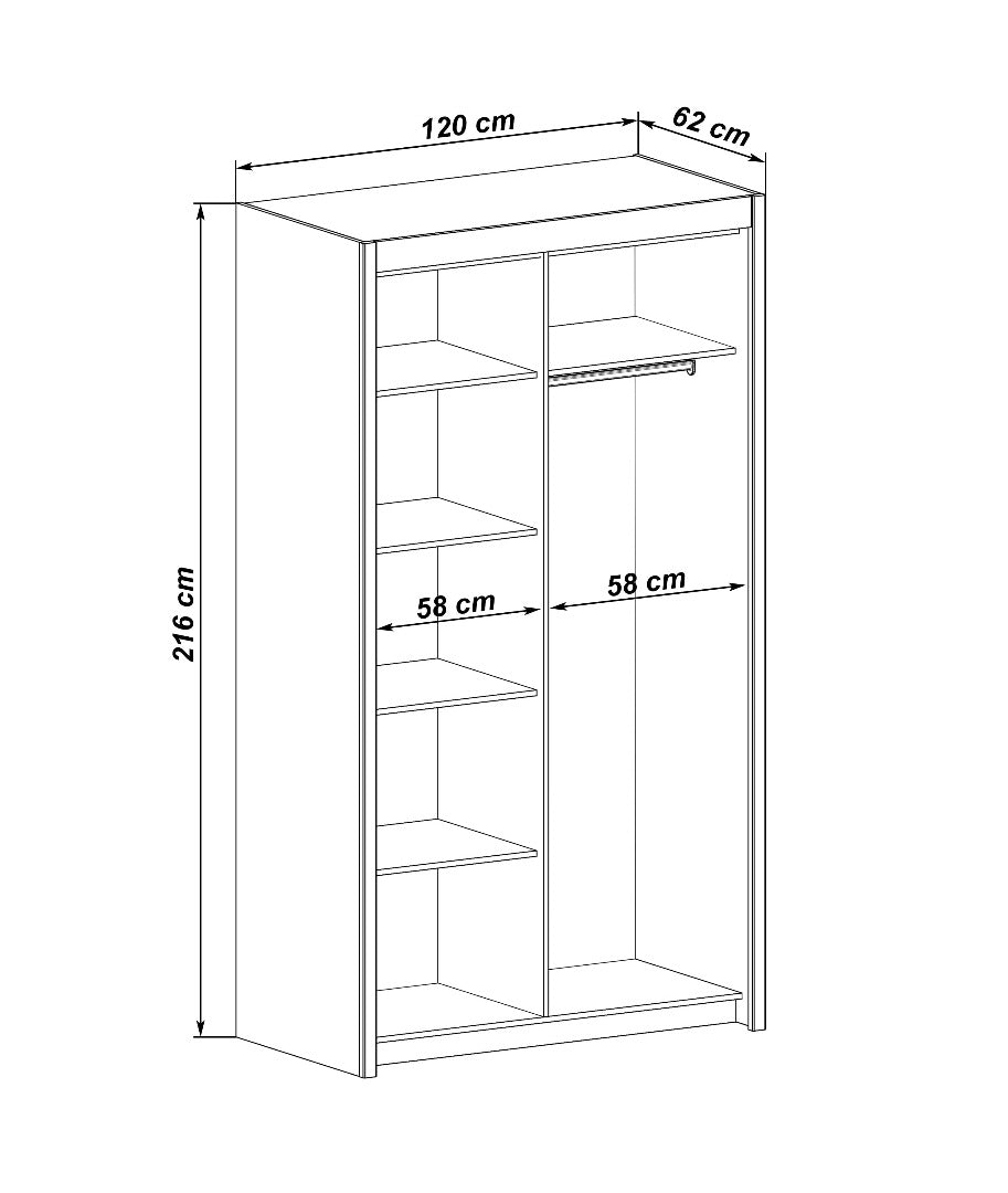 Inova Sliding Door Wardrobe 120cm