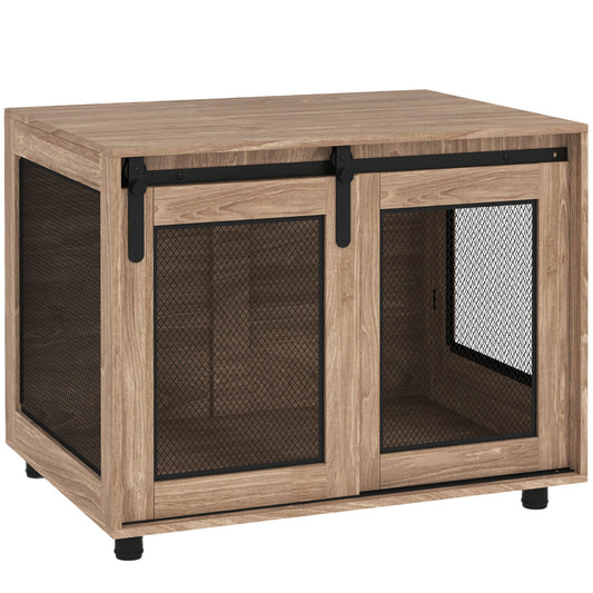 PawHut Dog Crate Furniture z przesuwanymi drzwiami dla średnich psów, brązowy