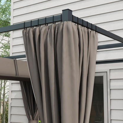 Outsunny 3 x 3(m) Retractable Pergola, Garden Gazebo Shelter with Curtains, for Grill, Patio, Deck, Light Grey