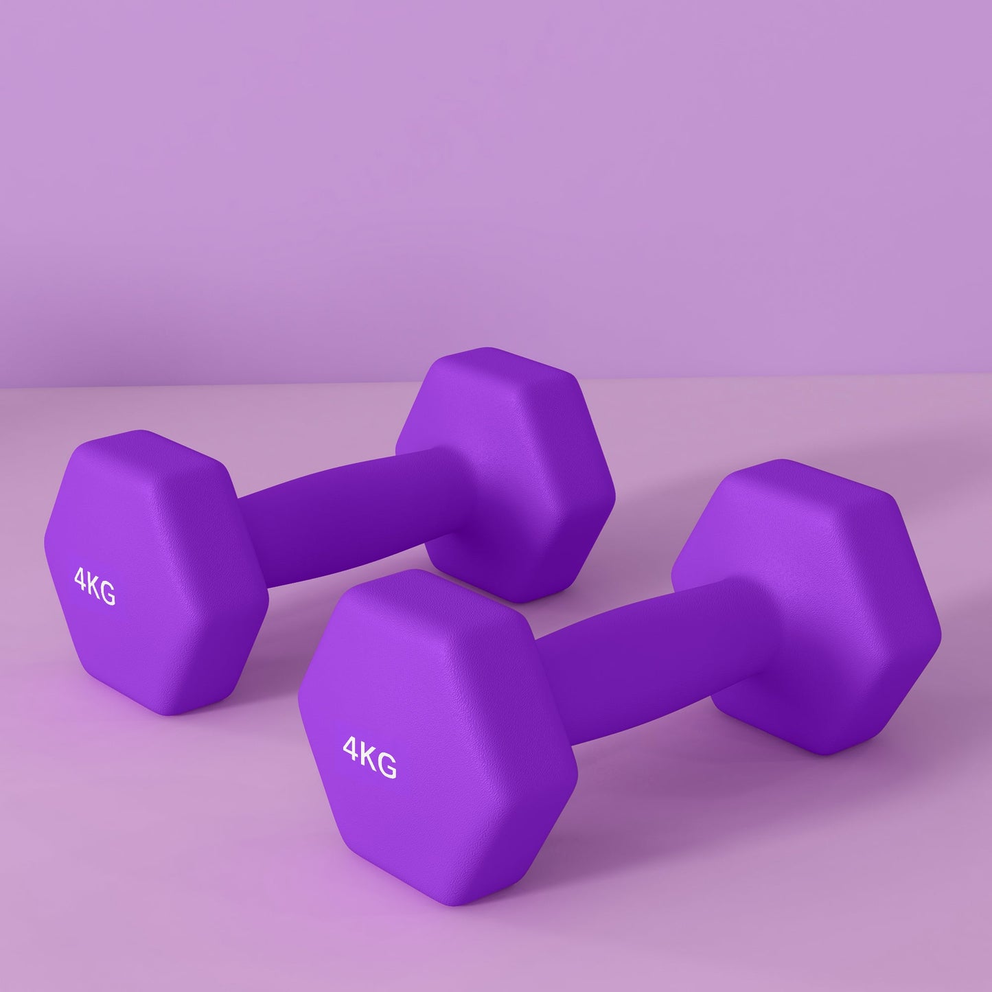 SPORTNOW Set of 6 Hex Dumbbells, Weights Pair with Non-Slip Grip, Home Gym Fitness Training Equipment, 2 x 3kg, 2 x 4kg, 2 x 5kg, Pink, Purple, Green