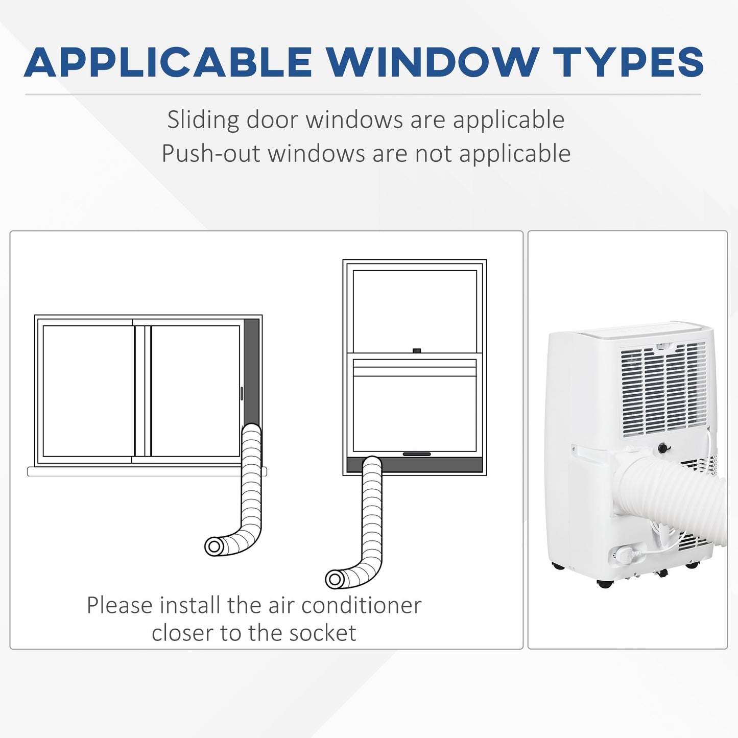 12,000 BTU Portable Air Conditioner Dehumidifier Cooling Fan for Room up to 25m², with Remote, LED Display, 24H Timer, Window Mount Kit, White