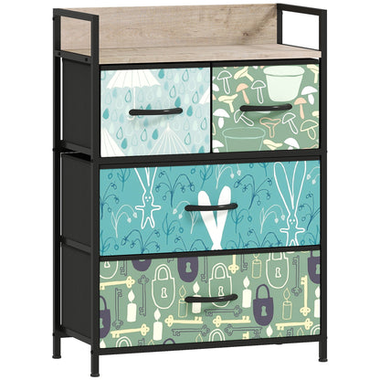 HOMCOM 4-Drawer Chest of Drawers - Blue