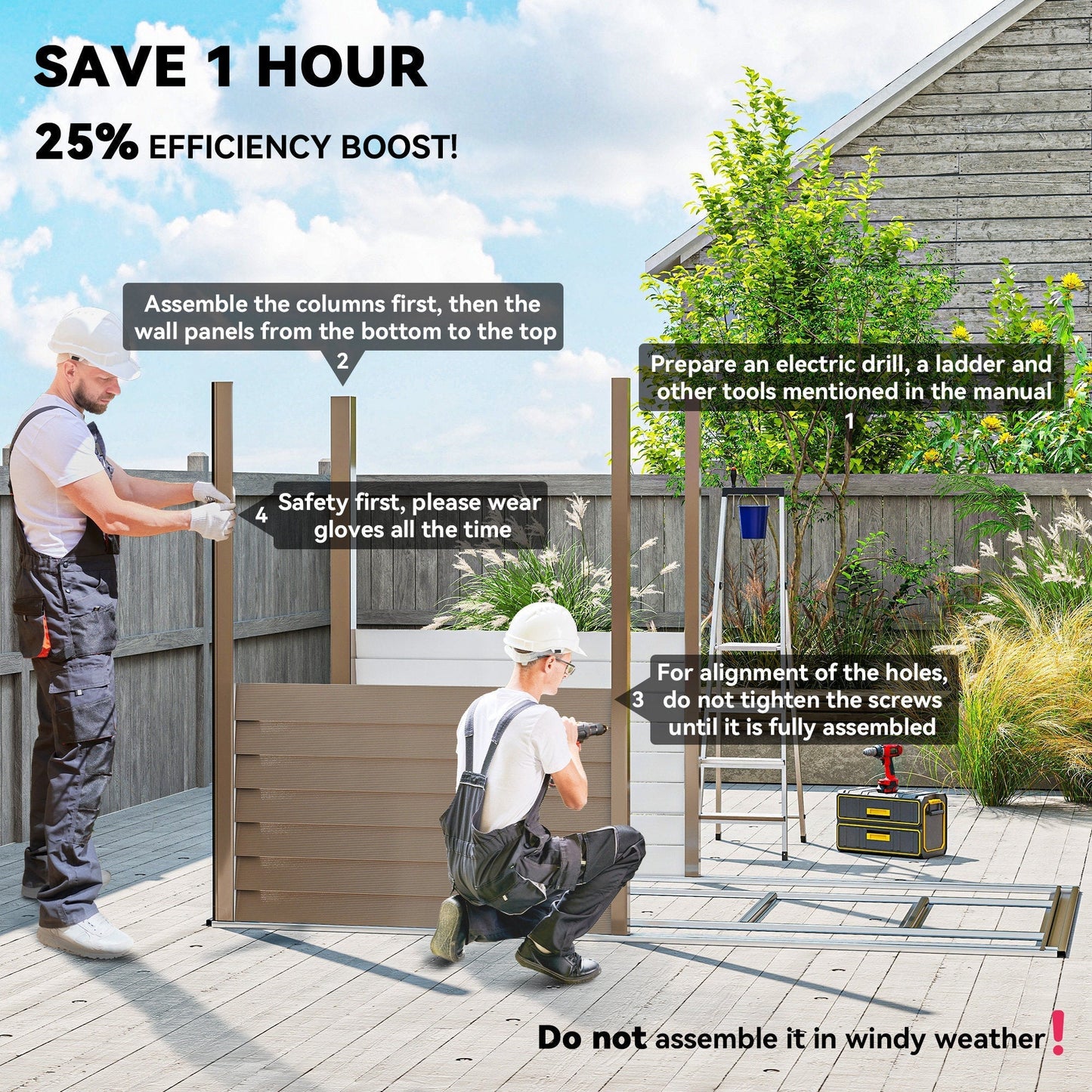 Outsunny 5 x 9ft Galvanised Metal Garden Shed with Foundation Kit, Outdoor Lean-to Shed, Tool Storage House with Lockable Doors, Gloves and 2 Air Vents for Patio, Garden, Brown