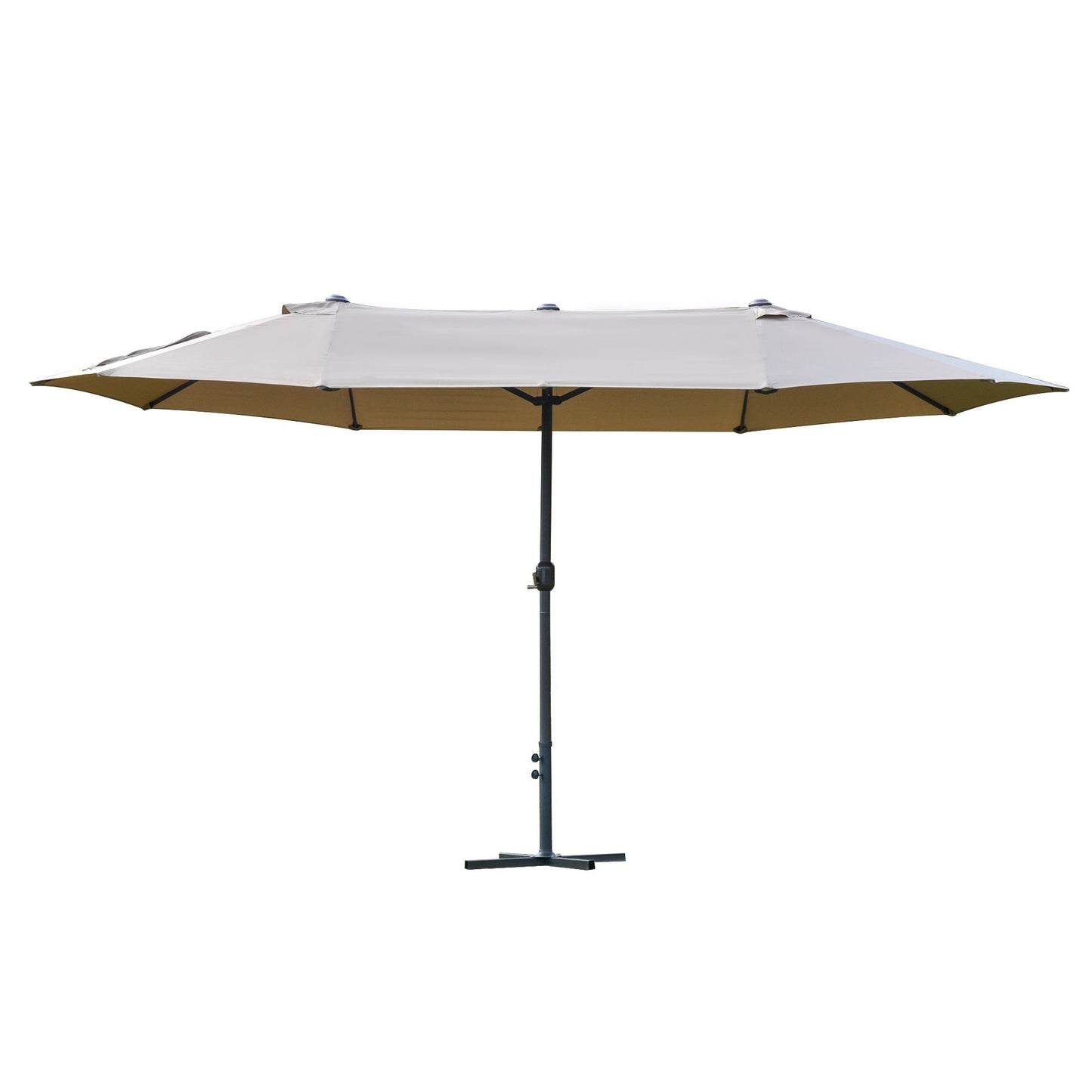 4.6m Garden Parasol Double-Sided Sun Umbrella Patio Market Shelter Canopy Shade Outdoor with Cross Base – Khaki