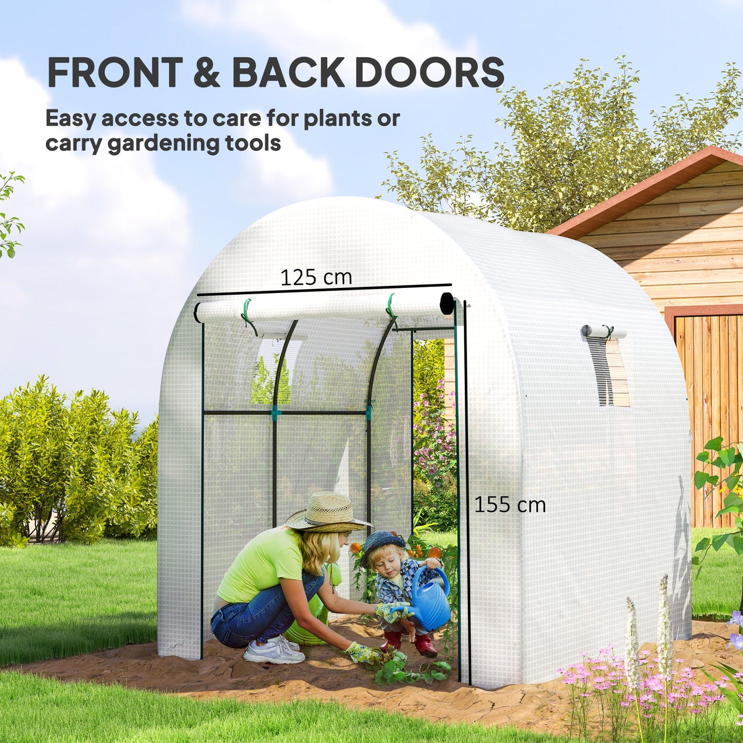 Outsunny 180 x 180cm Walk-In Polytunnel Greenhouse - White