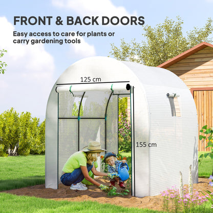 Outsunny 180 x 180cm Walk-In Polytunnel Greenhouse - White