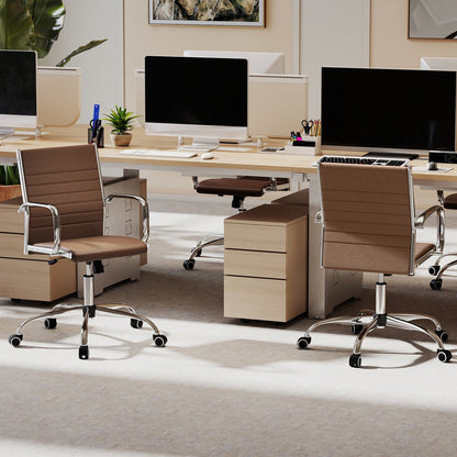 Height Adjustable Rolling High-Back Executive Chair for Home Office-Brown