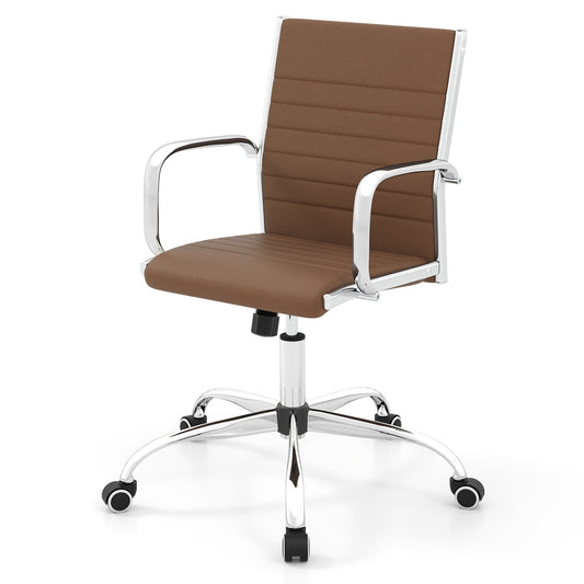 Height Adjustable Rolling High-Back Executive Chair for Home Office-Brown
