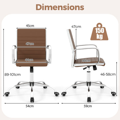 Height Adjustable Rolling High-Back Executive Chair for Home Office-Brown