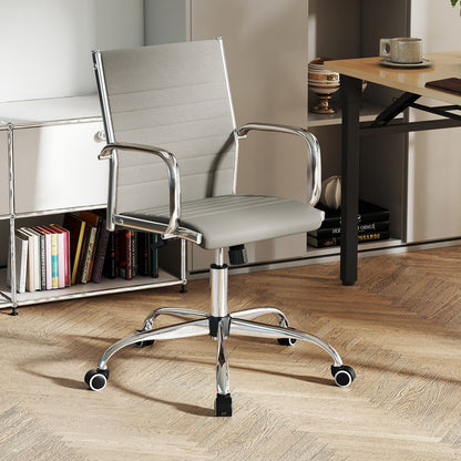 Height Adjustable Rolling High-Back Executive Chair for Home Office-Grey