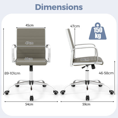 Height Adjustable Rolling High-Back Executive Chair for Home Office-Grey