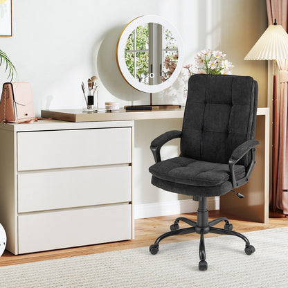 Height-adjustable Office Chair with Rocking Function and Armrest-Black