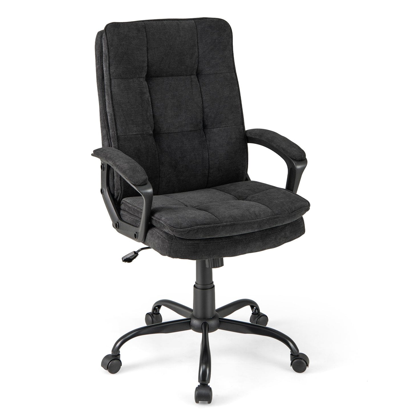 Height-adjustable Office Chair with Rocking Function and Armrest-Black