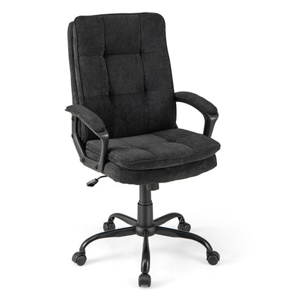 Height-adjustable Office Chair with Rocking Function and Armrest-Black