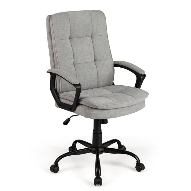 Height-adjustable Office Chair with Rocking Function and Armrest-Grey