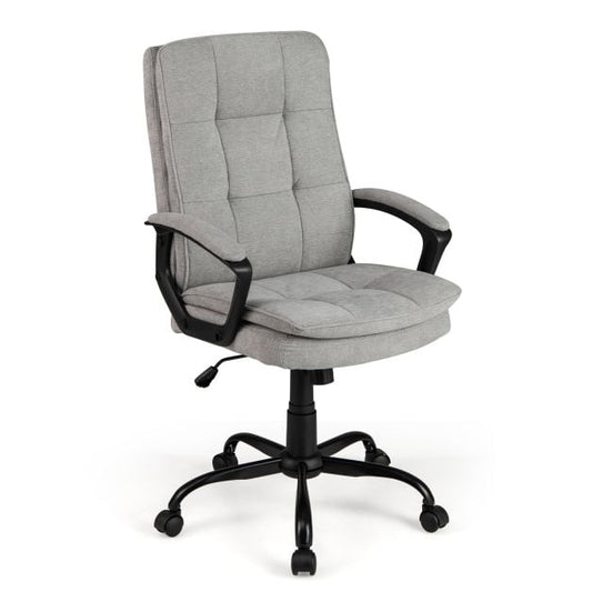 Height-adjustable Office Chair with Rocking Function and Armrest-Grey