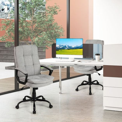 Height-adjustable Office Chair with Rocking Function and Armrest-Grey