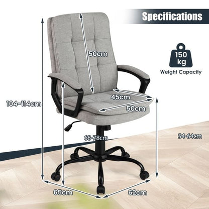 Height-adjustable Office Chair with Rocking Function and Armrest-Grey