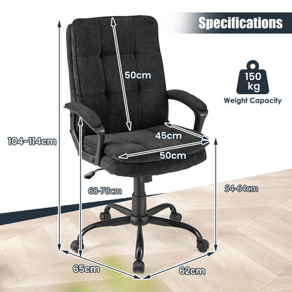 Height-adjustable Office Chair with Rocking Function and Armrest-Black