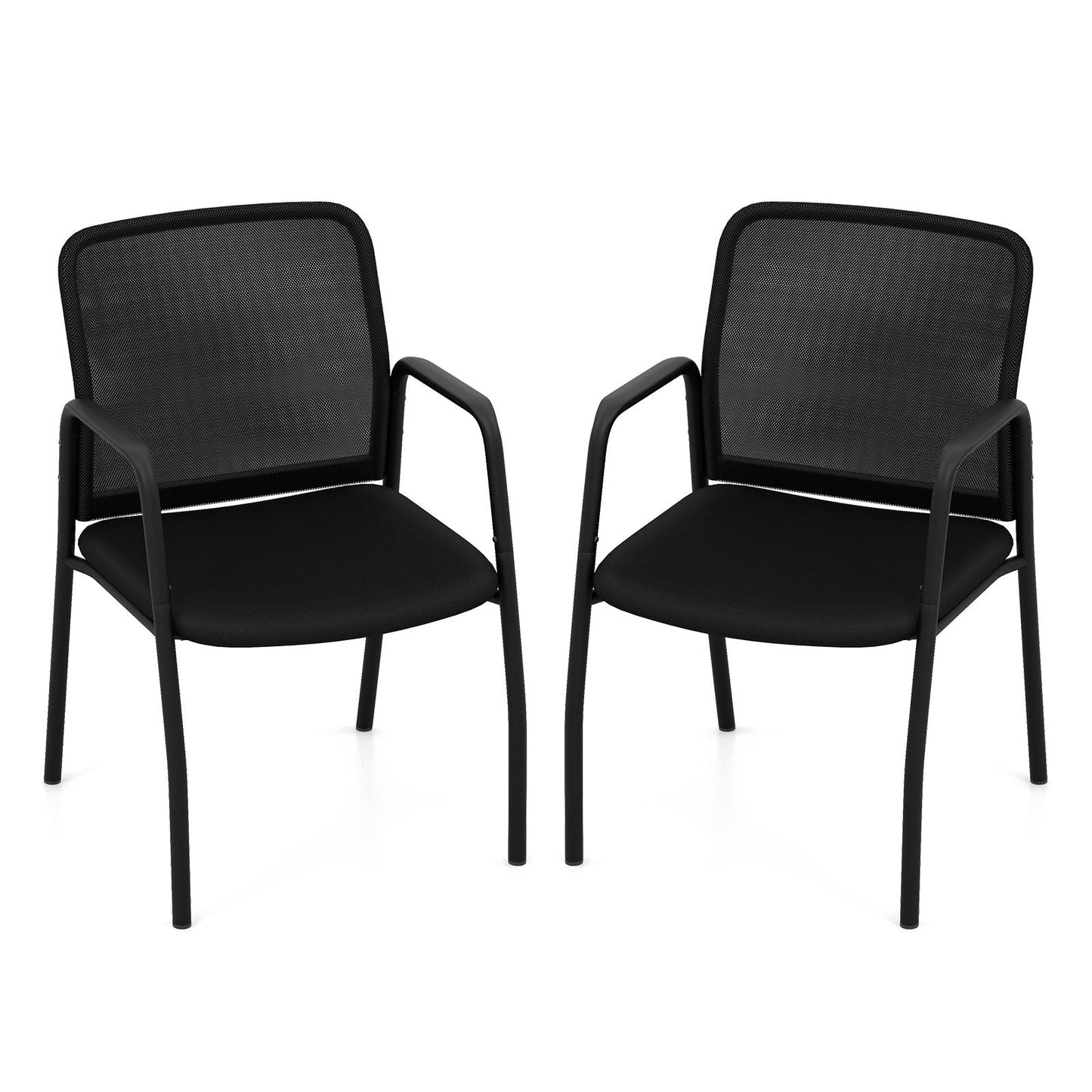 Office Guest Chairs with Ergonomic Mesh Backrest and Cushioned Seat-Black