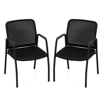 Office Guest Chairs with Ergonomic Mesh Backrest and Cushioned Seat-Black