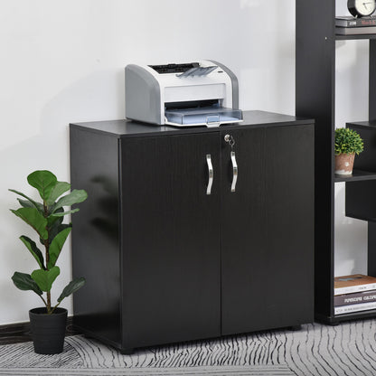 Vinsetto Lockable Office Storage Cabinet 2-Tier Filing Cabinet w/ Feet 2 Keys Melamine Coating Aluminium Handles Home Office Printer Stand Black