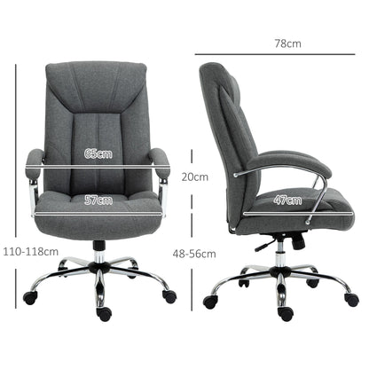 Vinsetto Office Chair, Fabric Desk Chair, Padded Executive Chair with Adjustable Height, Swivel Wheels, Metal Star Base, Grey