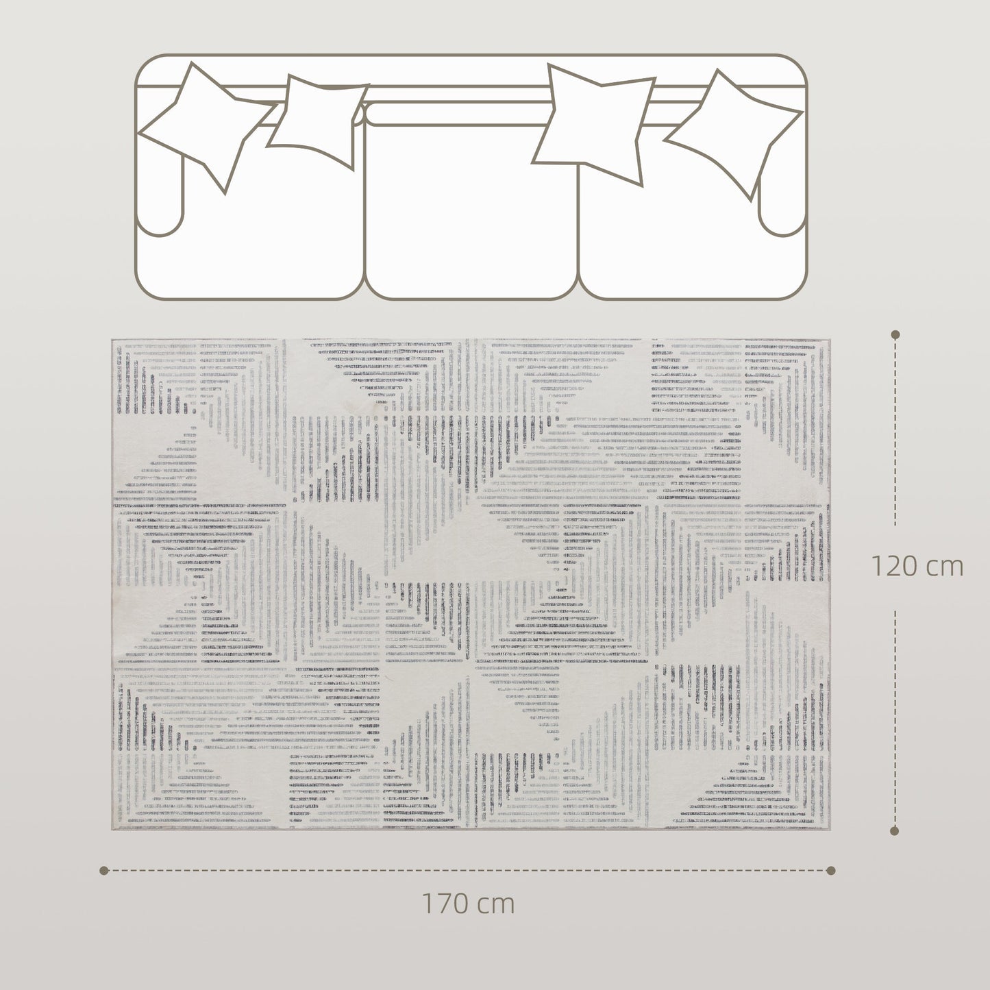 HOMCOM Modern Area Rug, Geometric Pattern Non-Slip Washable Rug, Soft Floor Carpet for Living Room, Bedroom, Dining Room, Home Office, 170 x 120 cm, Grey
